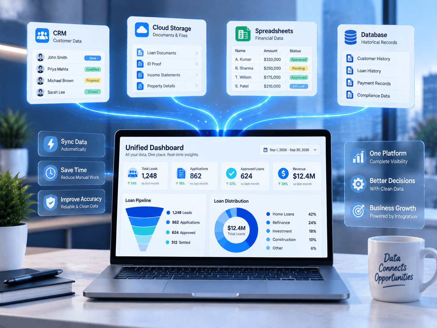 Aggregator and CRM data feeding into a unified reporting system